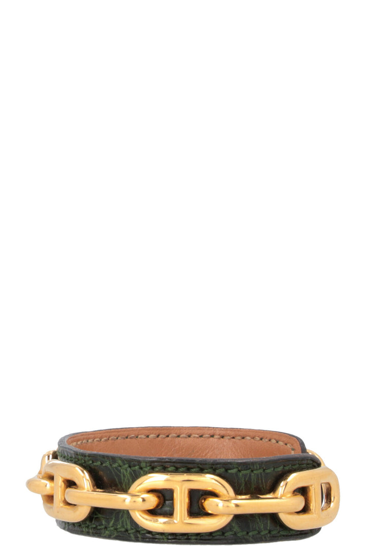 HERMÈS Chaine D'Ancre Bracelet Alligator Mississippiensis Or Vert