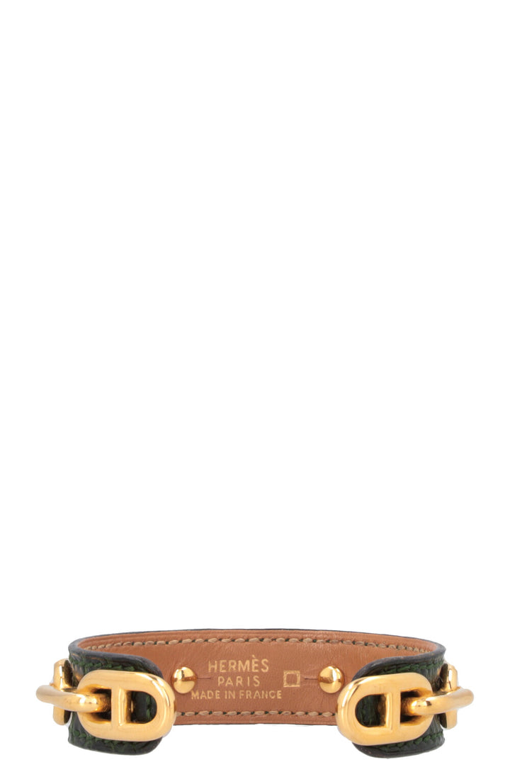 HERMÈS Chaine D'Ancre Bracelet Alligator Mississippiensis Or Vert