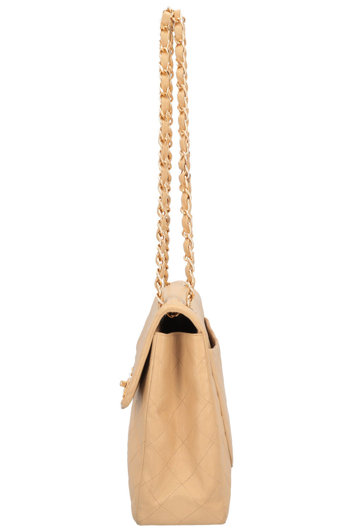 CHANEL Vintage Single Flap Bag Maxi Beige