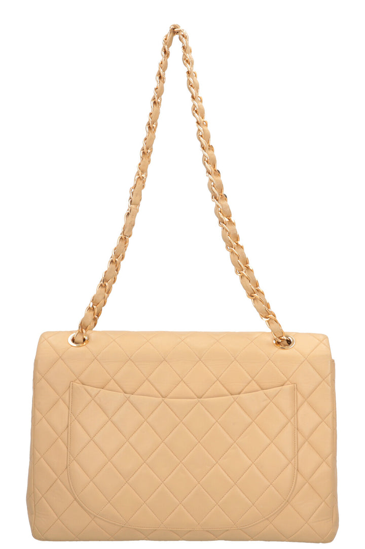 CHANEL Vintage Single Flap Bag Maxi Beige