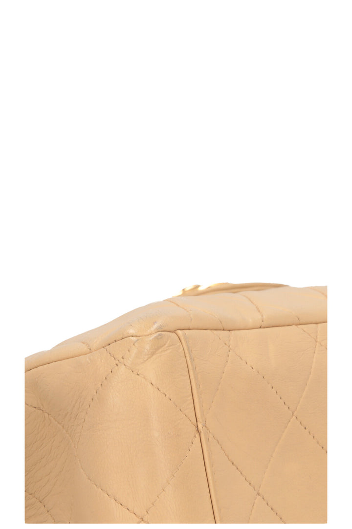 CHANEL Vintage Single Flap Bag Maxi Beige