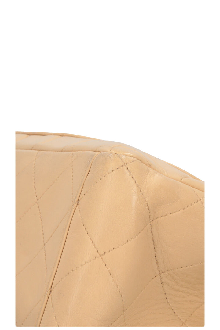 CHANEL Vintage Single Flap Bag Maxi Beige