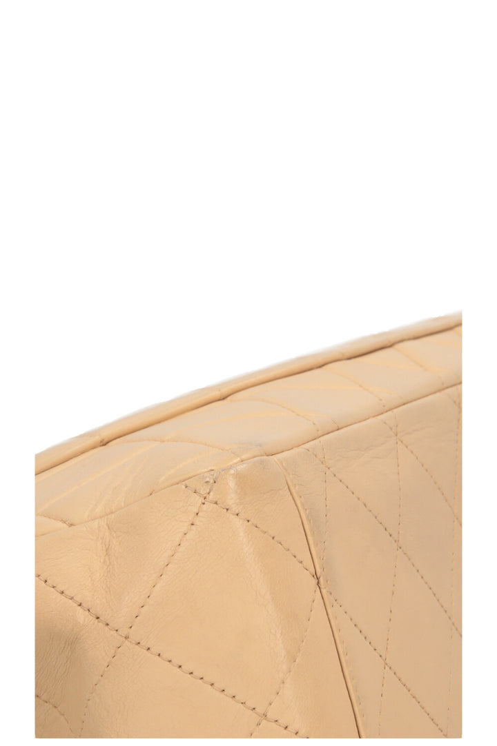 CHANEL Vintage Single Flap Bag Maxi Beige