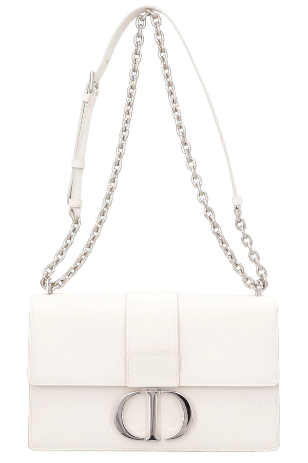 CHRISTIAN DIOR Montaigne 30 Crossbody Bag Graind Leather White