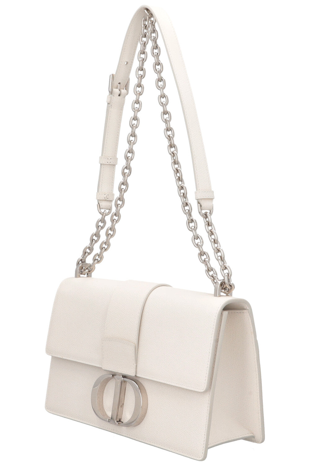 CHRISTIAN DIOR Montaigne 30 Crossbody Bag Graind Leather White