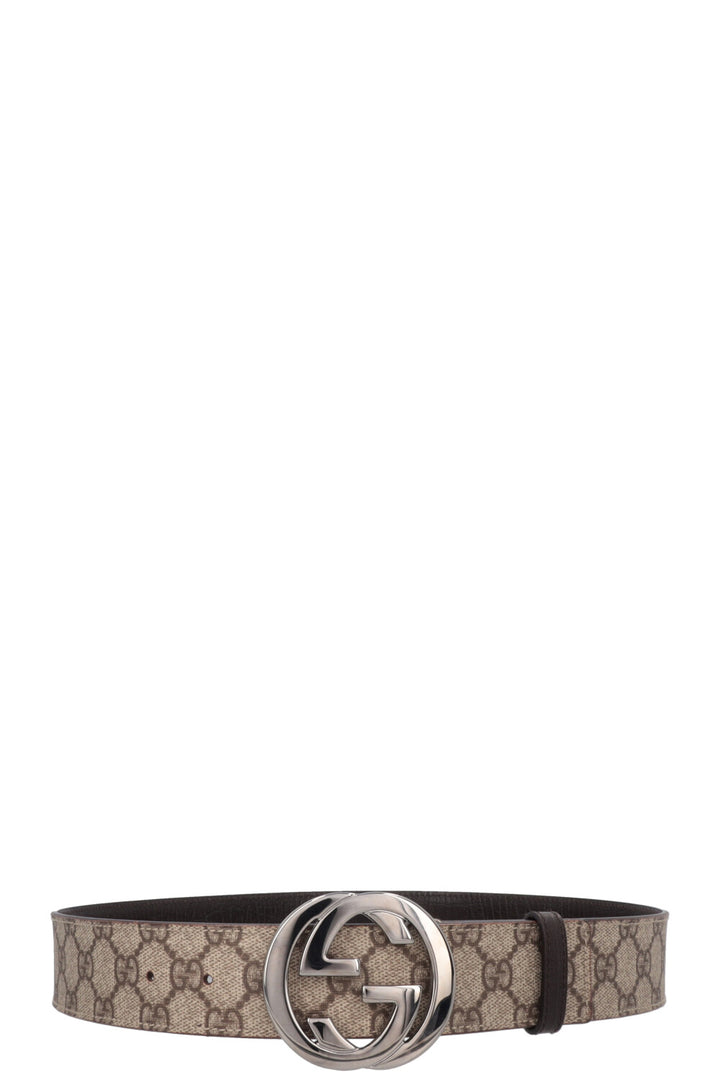 GUCCI Interlocking GG Belt Supreme Canvas Brown