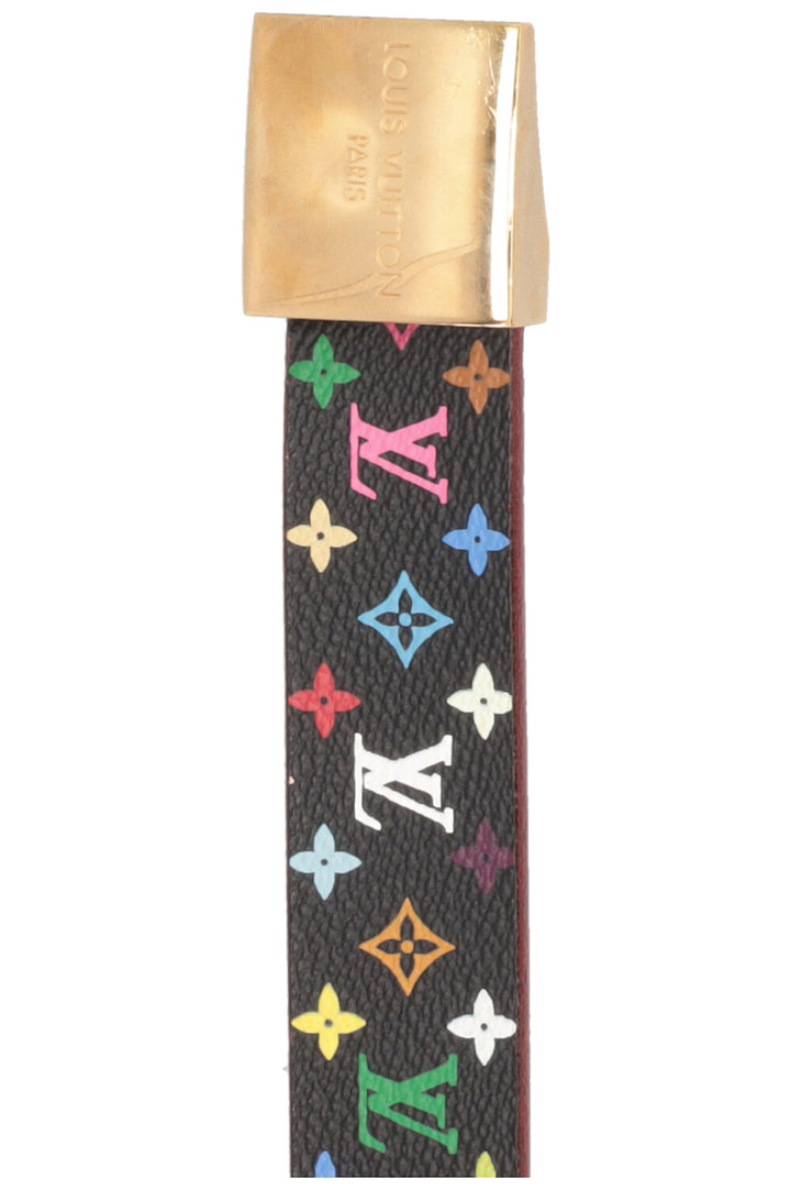 LOUIS VUITTON Belt MNG Canvas Black Multicolor