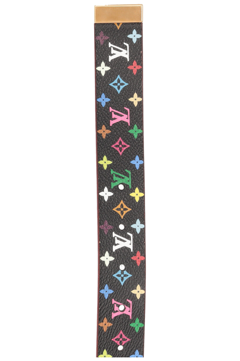 LOUIS VUITTON Belt MNG Canvas Black Multicolor