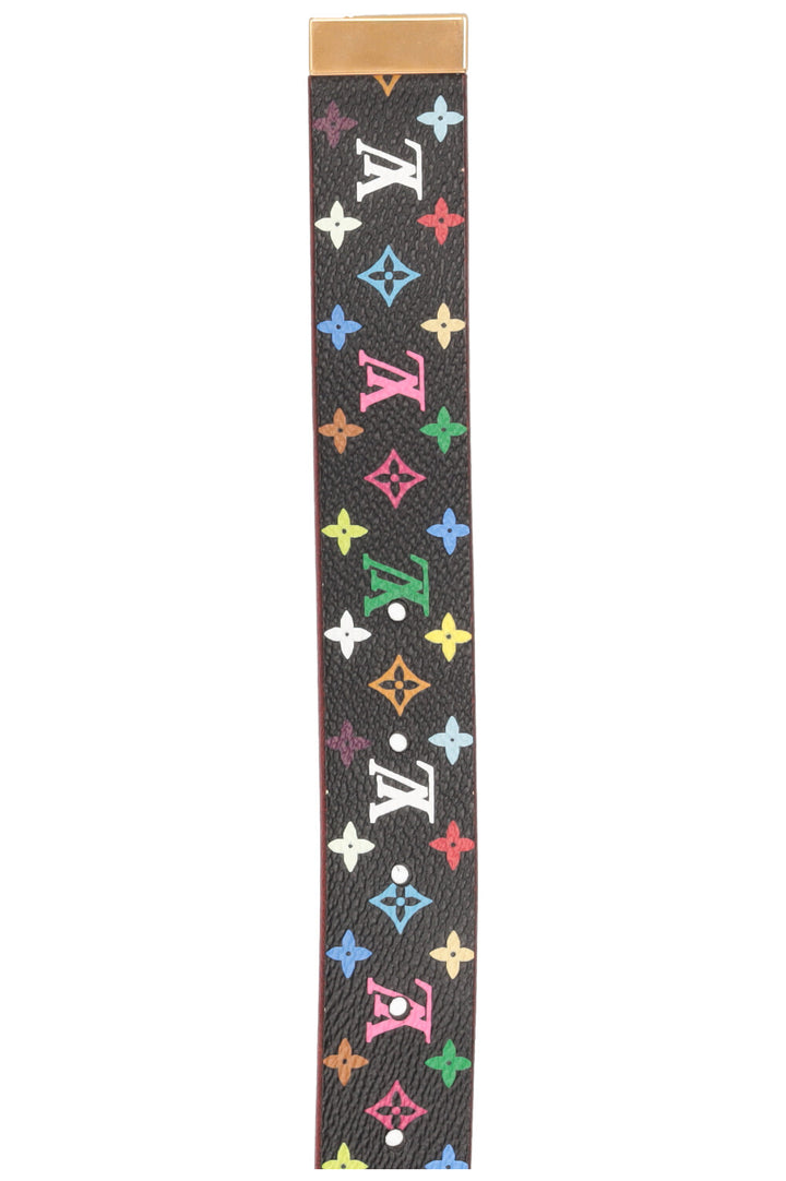 LOUIS VUITTON Belt MNG Canvas Black Multicolor