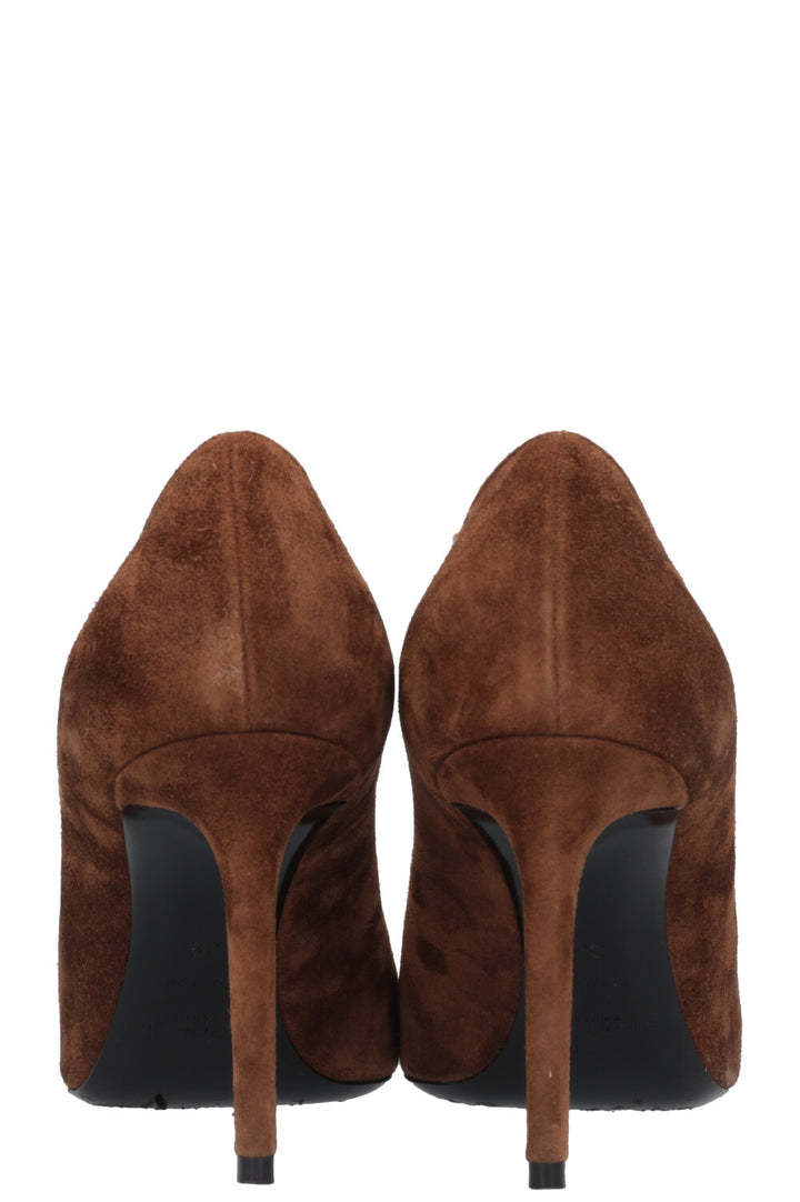 SAINT LAURENT Zoé 85 Heels Suede Caramel