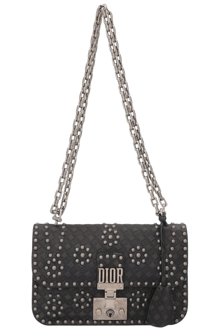 CHRISTIAN DIOR DiorAddict Studded Flap Bag Black