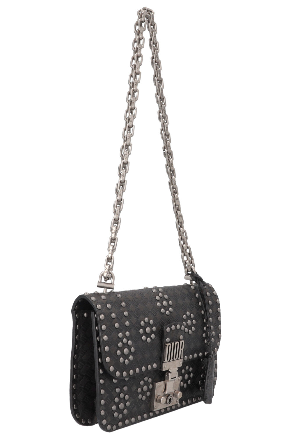 CHRISTIAN DIOR DiorAddict Studded Flap Bag Black