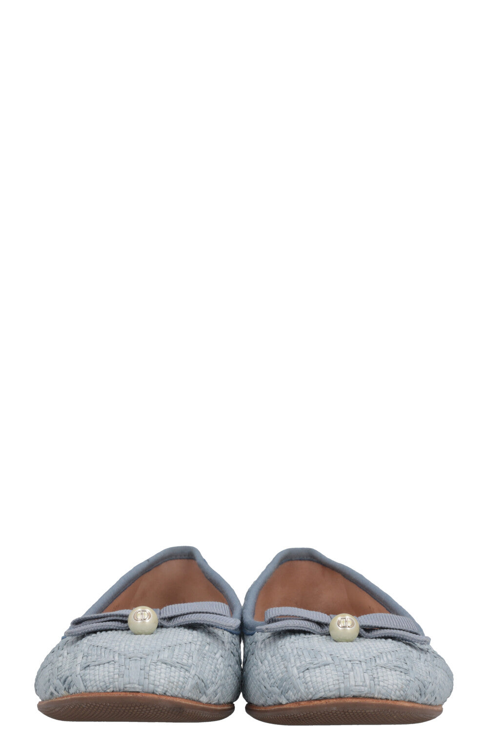 CHRISTIAN DIOR Ballet Flats Cannage Raffia Blue