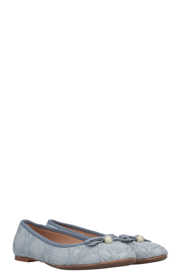 CHRISTIAN DIOR Ballet Flats Cannage Raffia Blue
