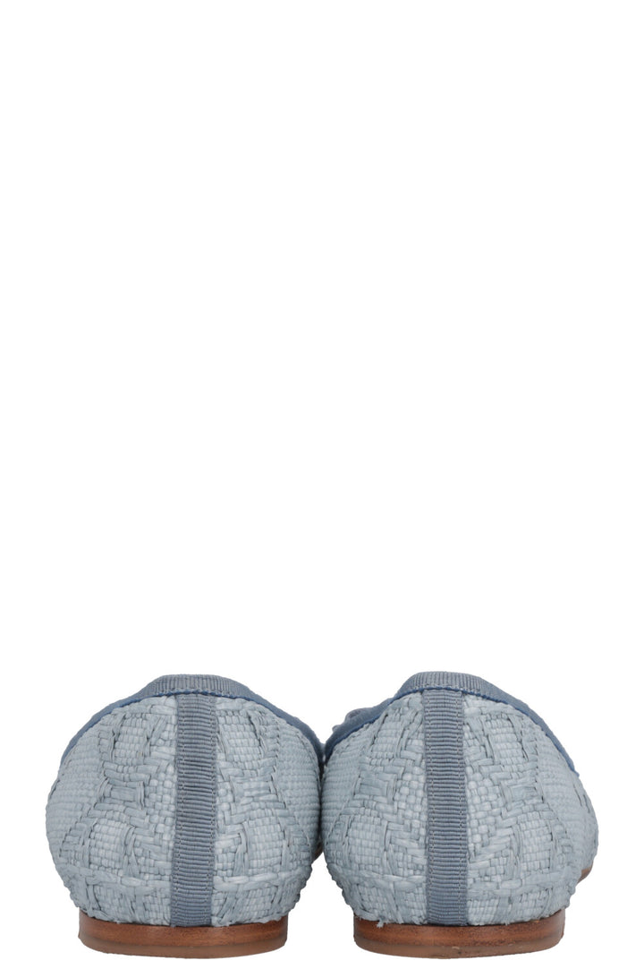 CHRISTIAN DIOR Ballet Flats Cannage Raffia Blue