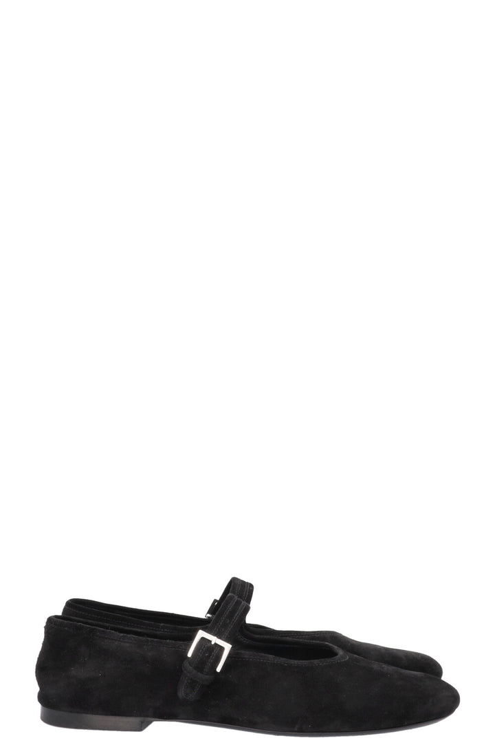 THE ROW Boheme Mary Jane Ballet Flats Suede Black
