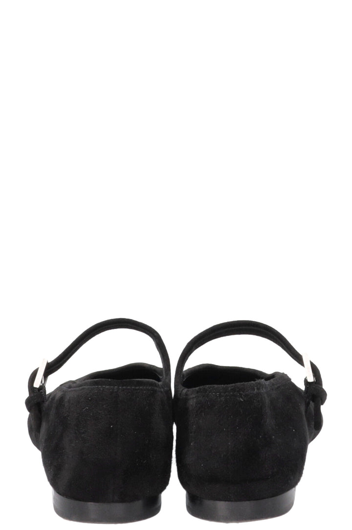 THE ROW Boheme Mary Jane Ballet Flats Suede Black