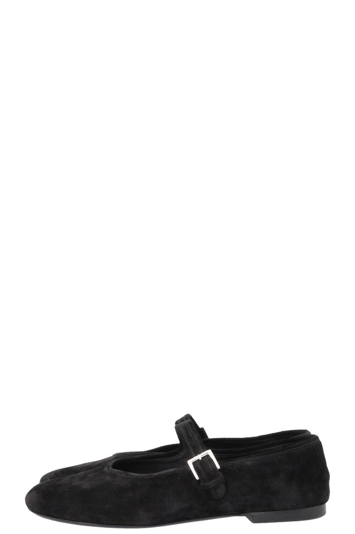 THE ROW Boheme Mary Jane Ballet Flats Suede Black