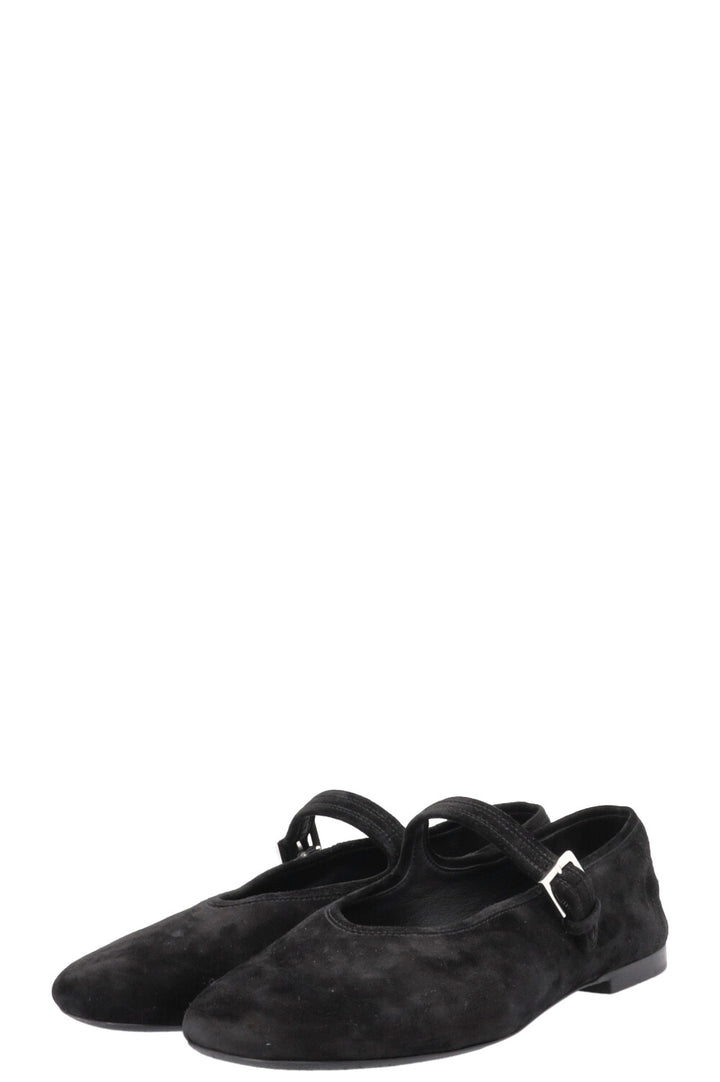 THE ROW Boheme Mary Jane Ballet Flats Suede Black