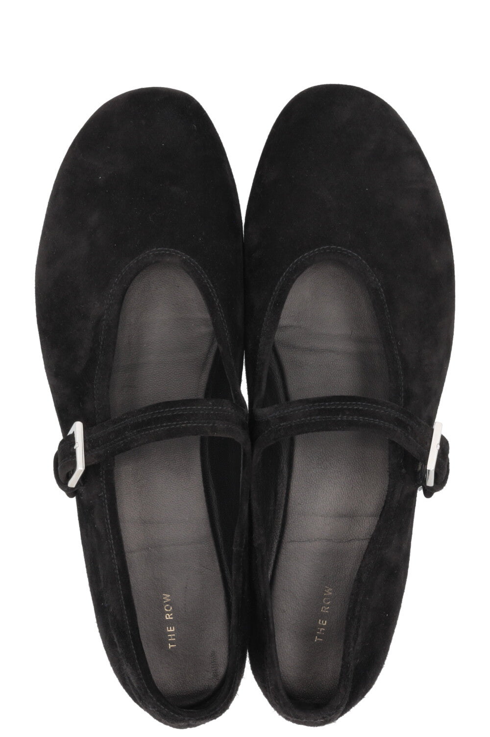 THE ROW Boheme Mary Jane Ballet Flats Suede Black