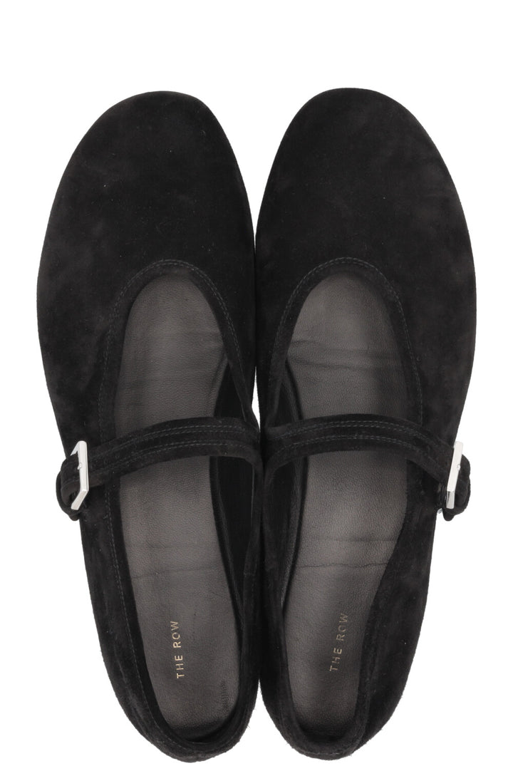 THE ROW Boheme Mary Jane Ballet Flats Suede Black