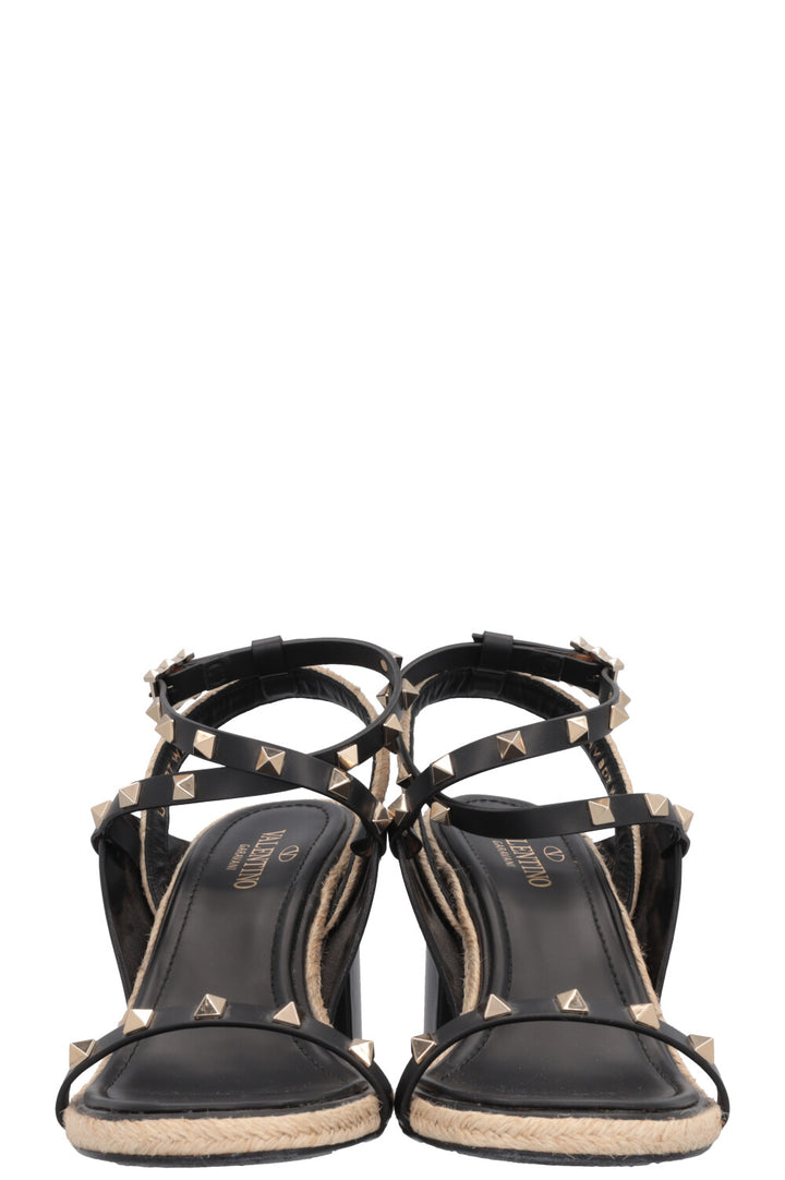 VALENTINO Rockstud Espadrille Heels Black