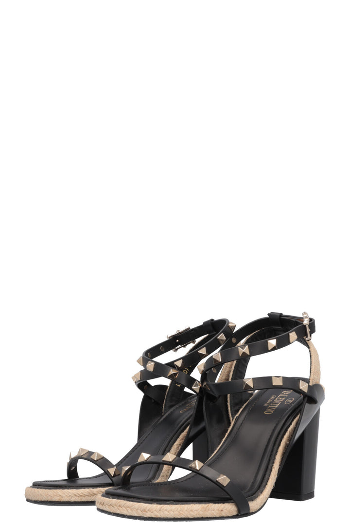 VALENTINO Rockstud Espadrille Heels Black