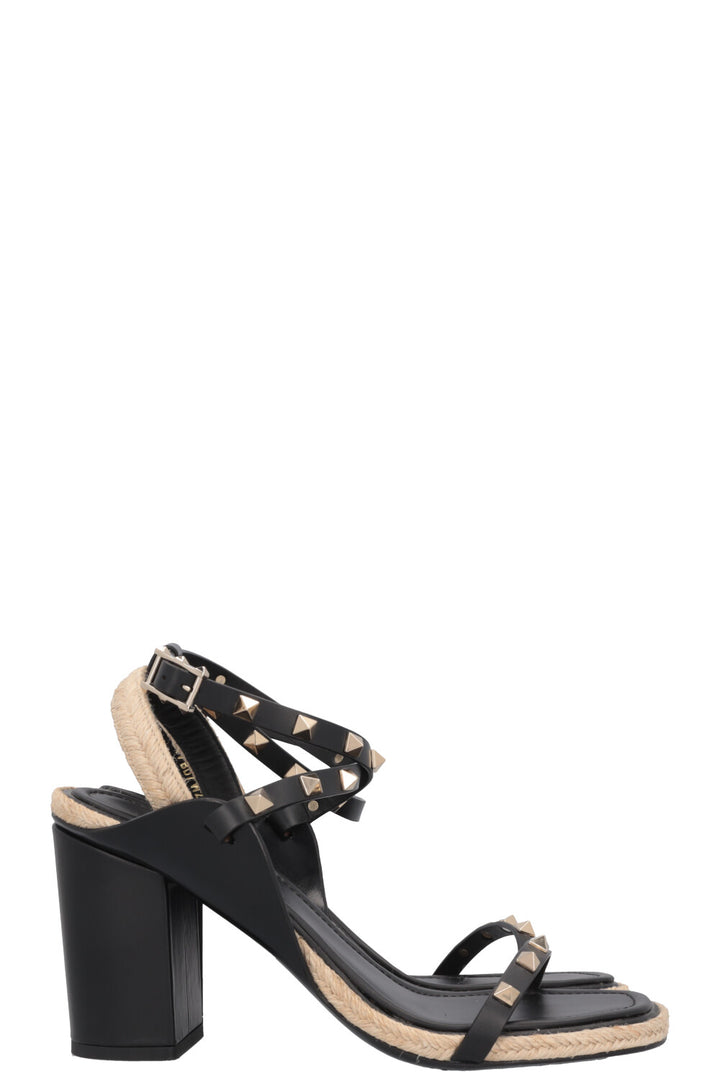 VALENTINO Rockstud Espadrille Heels Black