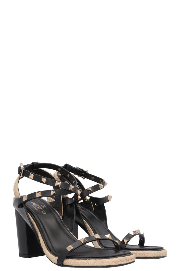 VALENTINO Rockstud Espadrille Heels Black