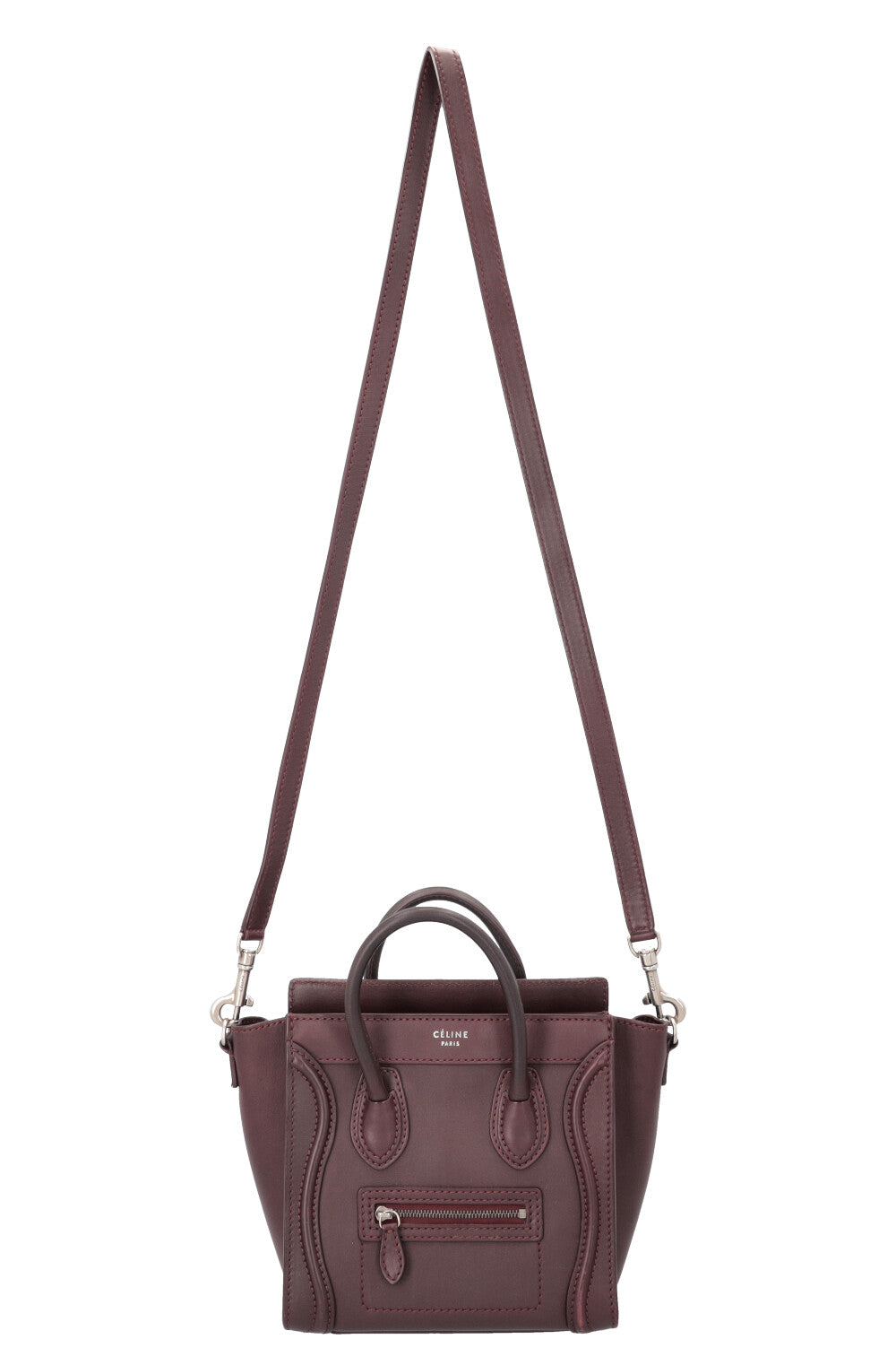 CÉLINE Nano Luggage Crossbody Bag Bordeaux