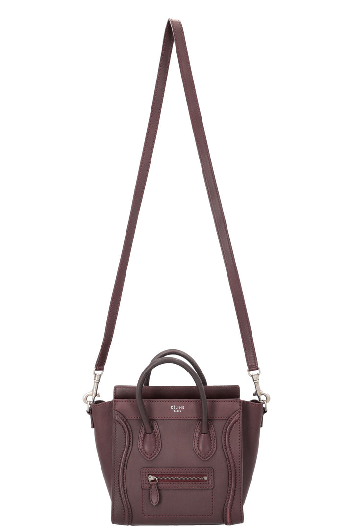 CÉLINE Nano Luggage Crossbody Bag Bordeaux