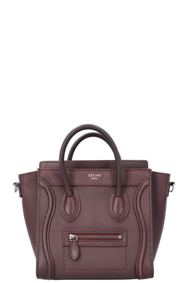CÉLINE Nano Luggage Crossbody Bag Bordeaux