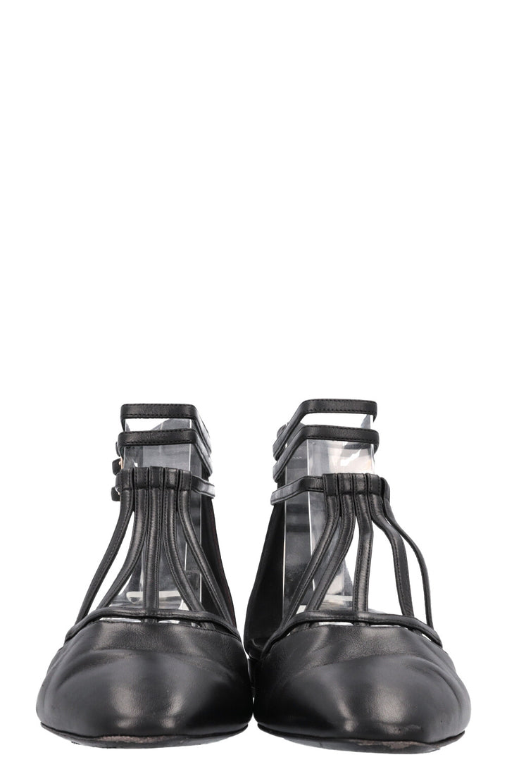 CHANEL 2019 Cut Out Flats Black Leather