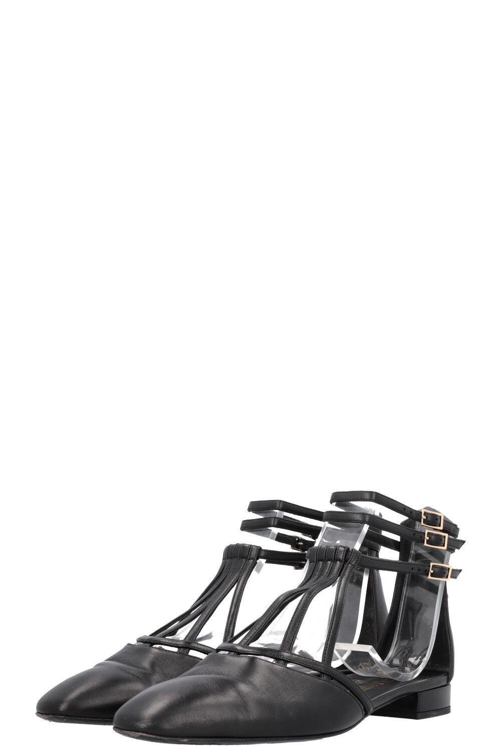 CHANEL 2019 Cut Out Flats Black Leather