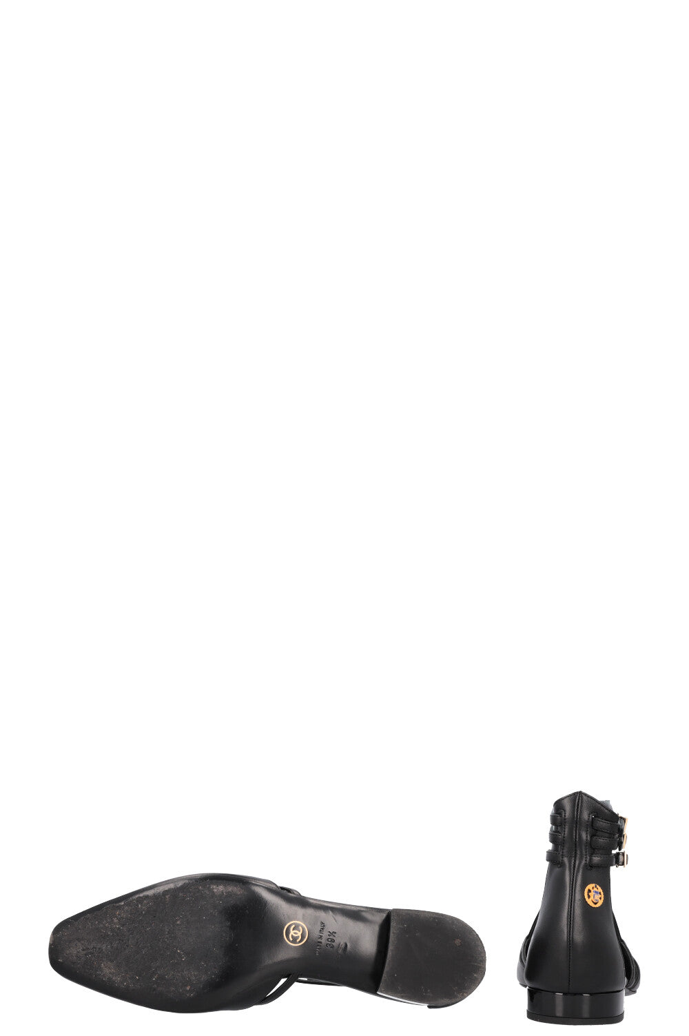 CHANEL 2019 Cut Out Flats Black Leather