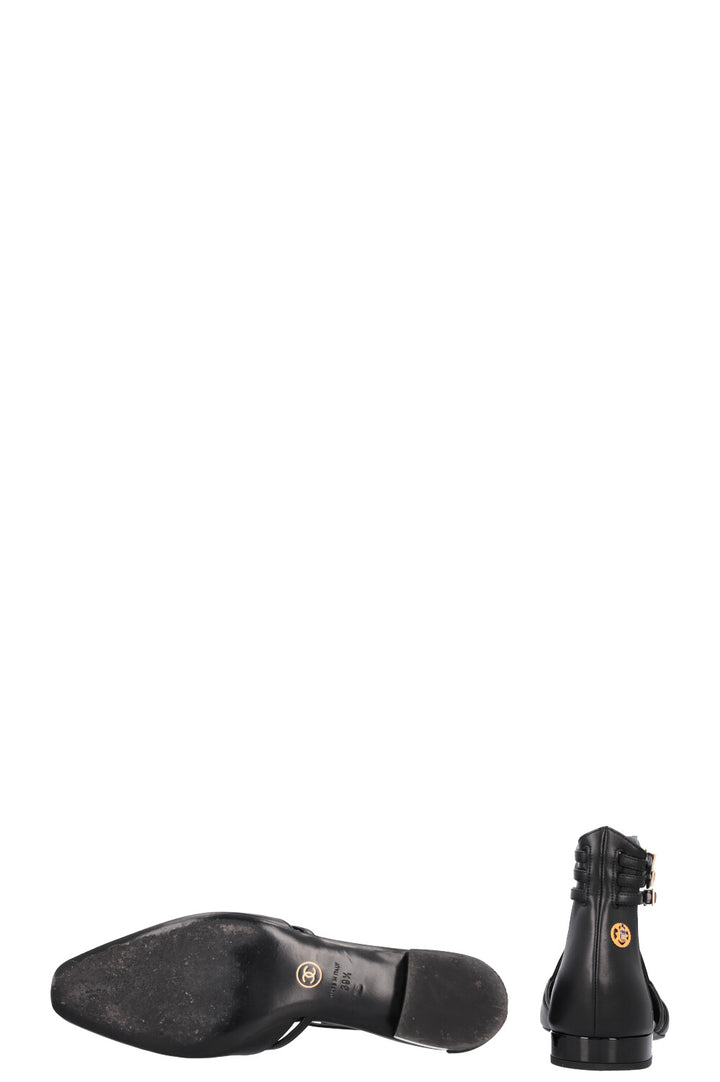 CHANEL 2019 Cut Out Flats Black Leather