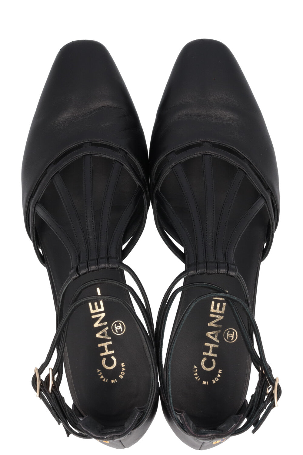 CHANEL 2019 Cut Out Flats Black Leather