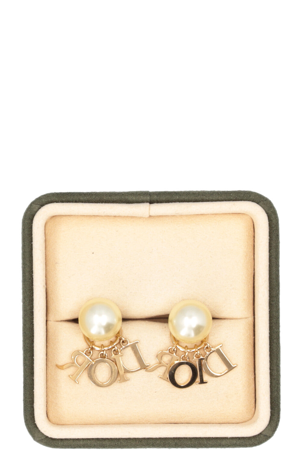 CHRISTIAN DIOR Tribales Logo Earrings Yellow MOP