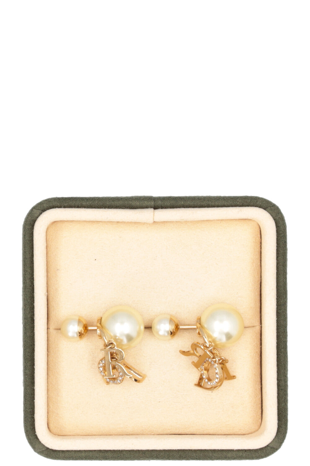 CHRISTIAN DIOR Tribales Logo Earrings Yellow MOP