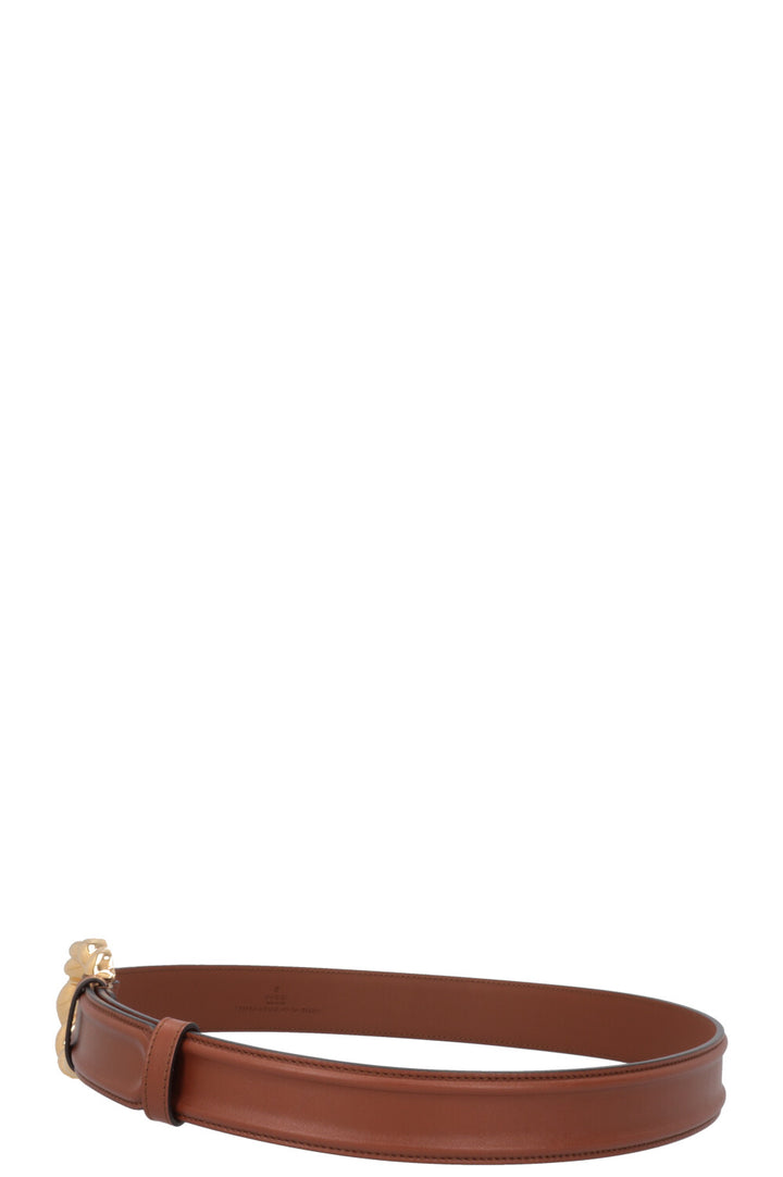 GUCCI Big Buckle Belt Leather Brown Gold