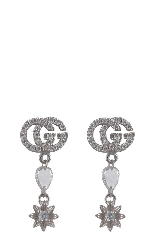 GUCCI Flora GG Diamond Earrings 18k White Gold