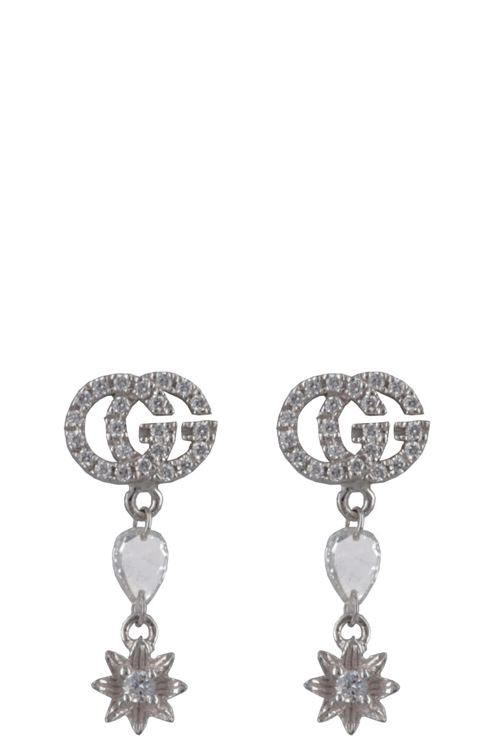 GUCCI Flora GG Diamond Earrings 18k White Gold