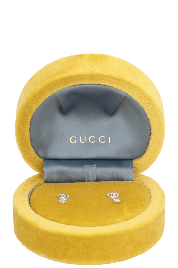 GUCCI Flora GG Diamond Earrings 18k White Gold