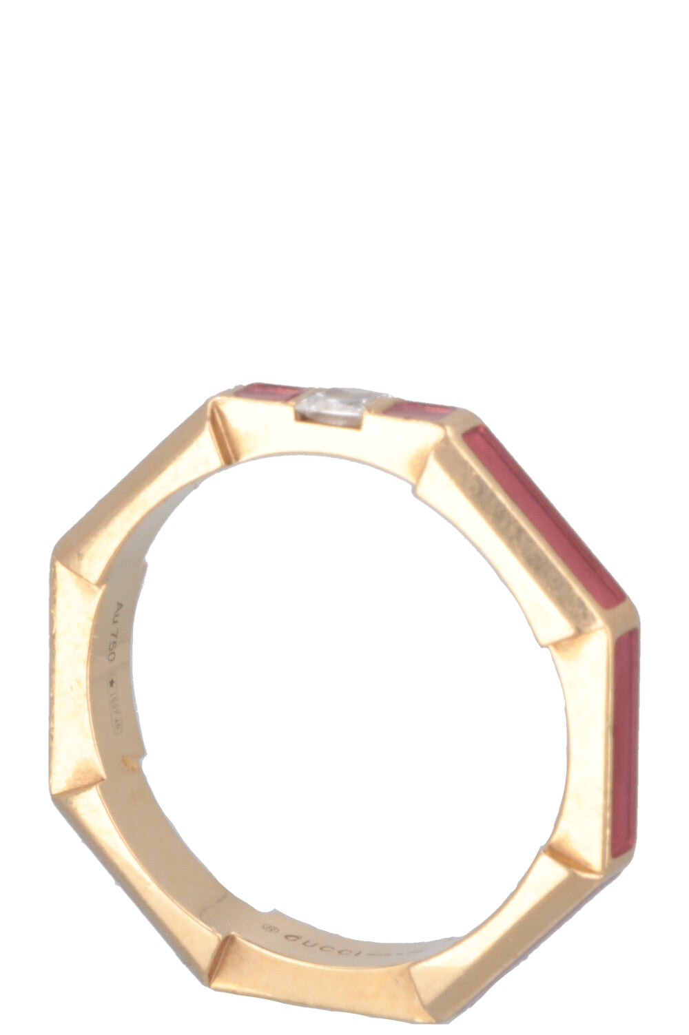 GUCCI Link To Love Ring Diamond 18k Yellow Gold Pink