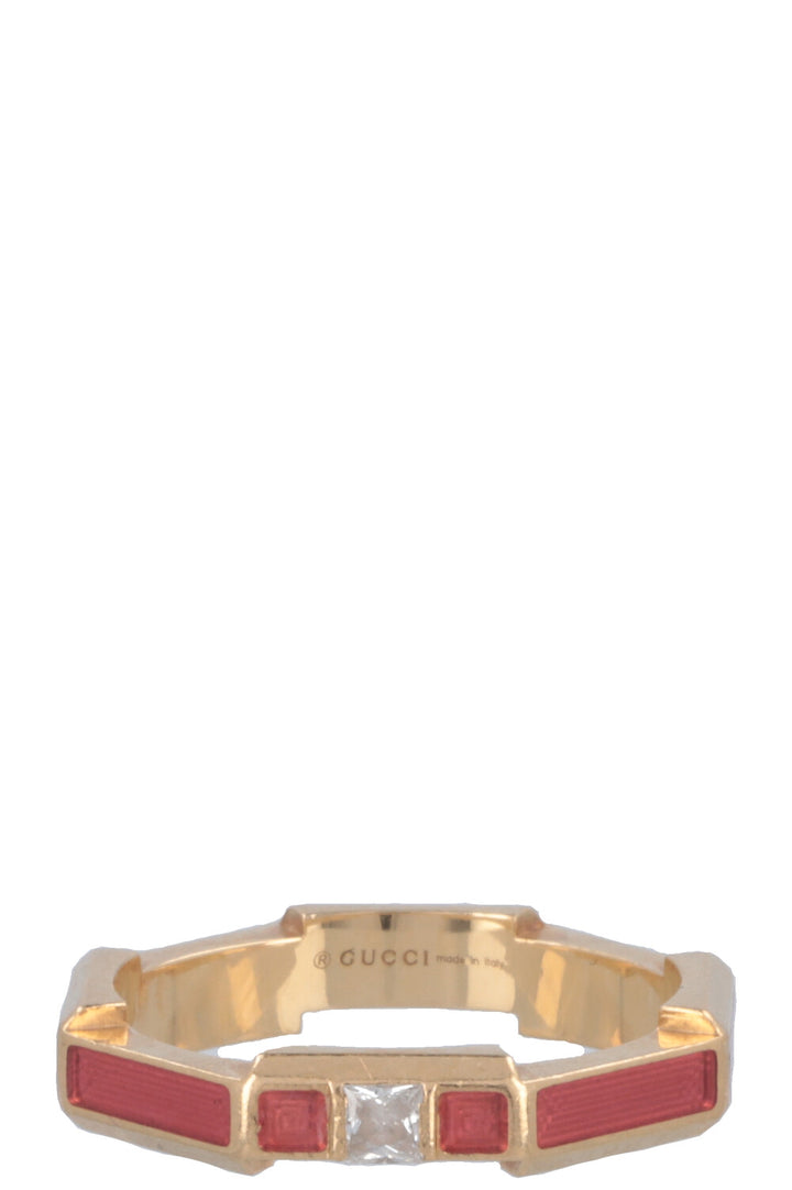 GUCCI Link To Love Ring Diamond 18k Yellow Gold Pink