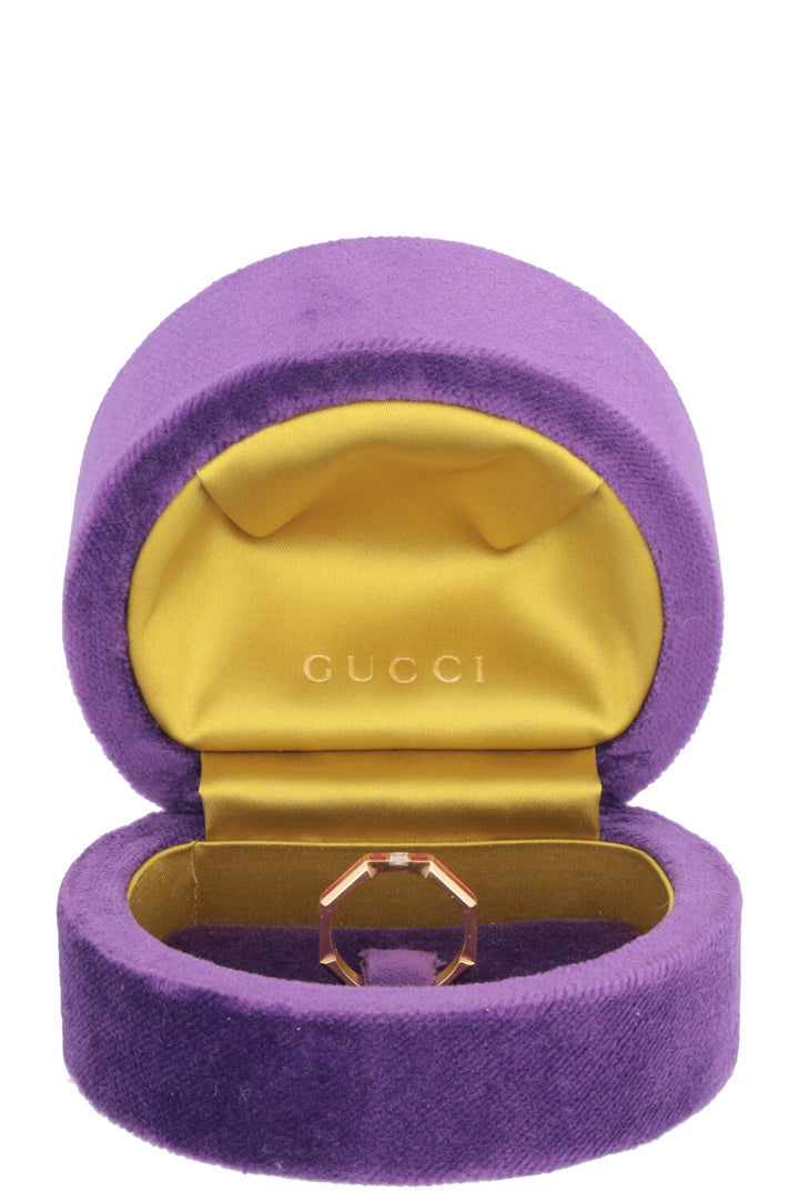 GUCCI Link To Love Ring Diamond 18k Yellow Gold Pink