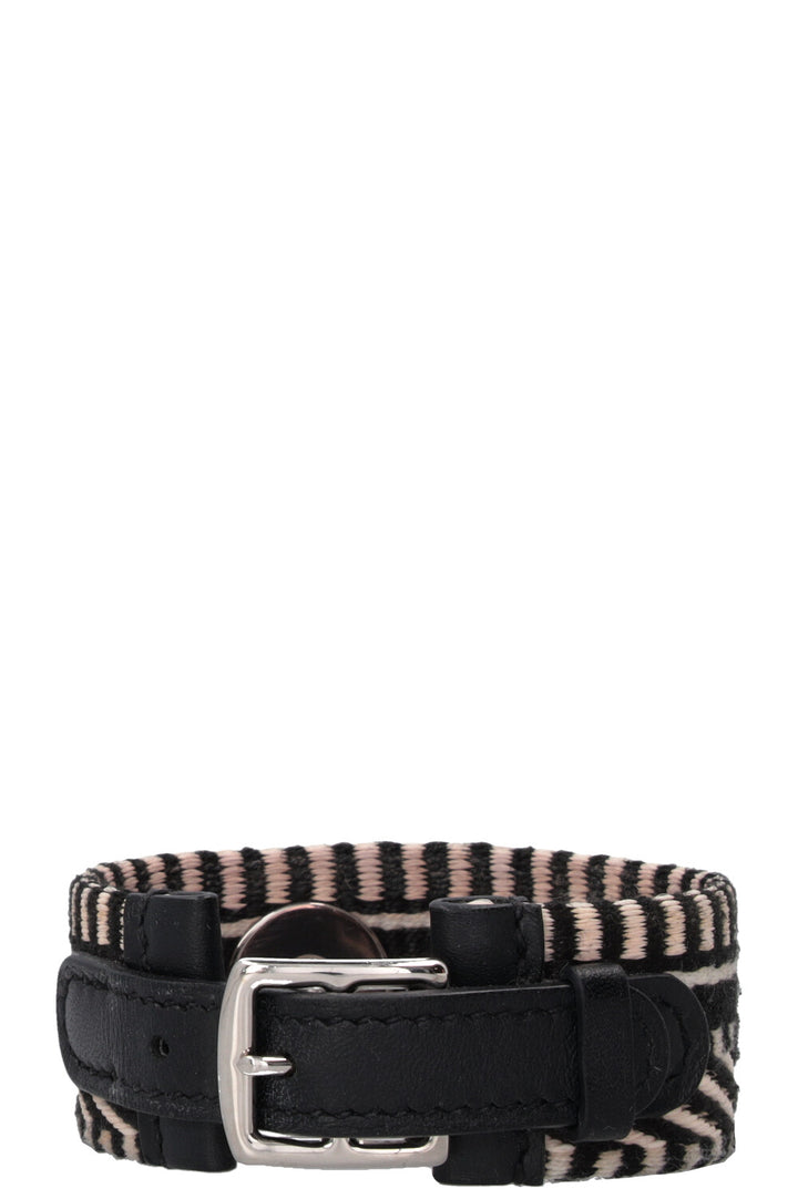 HERMÈS Bracelet Rivale Cavale toile cuir noir