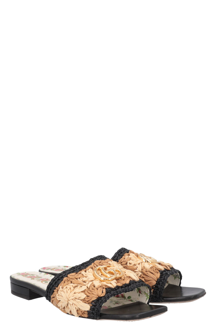 GUCCI Marmont Raffia Flats