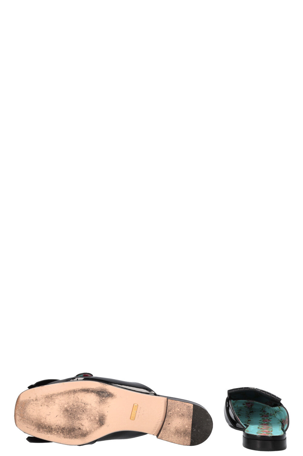 GUCCI Fringed Marmont Mules Patent Black
