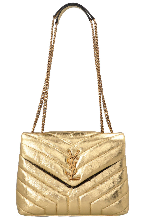 SAINT LAURENT Small Loulou Crossbody Bag Gold